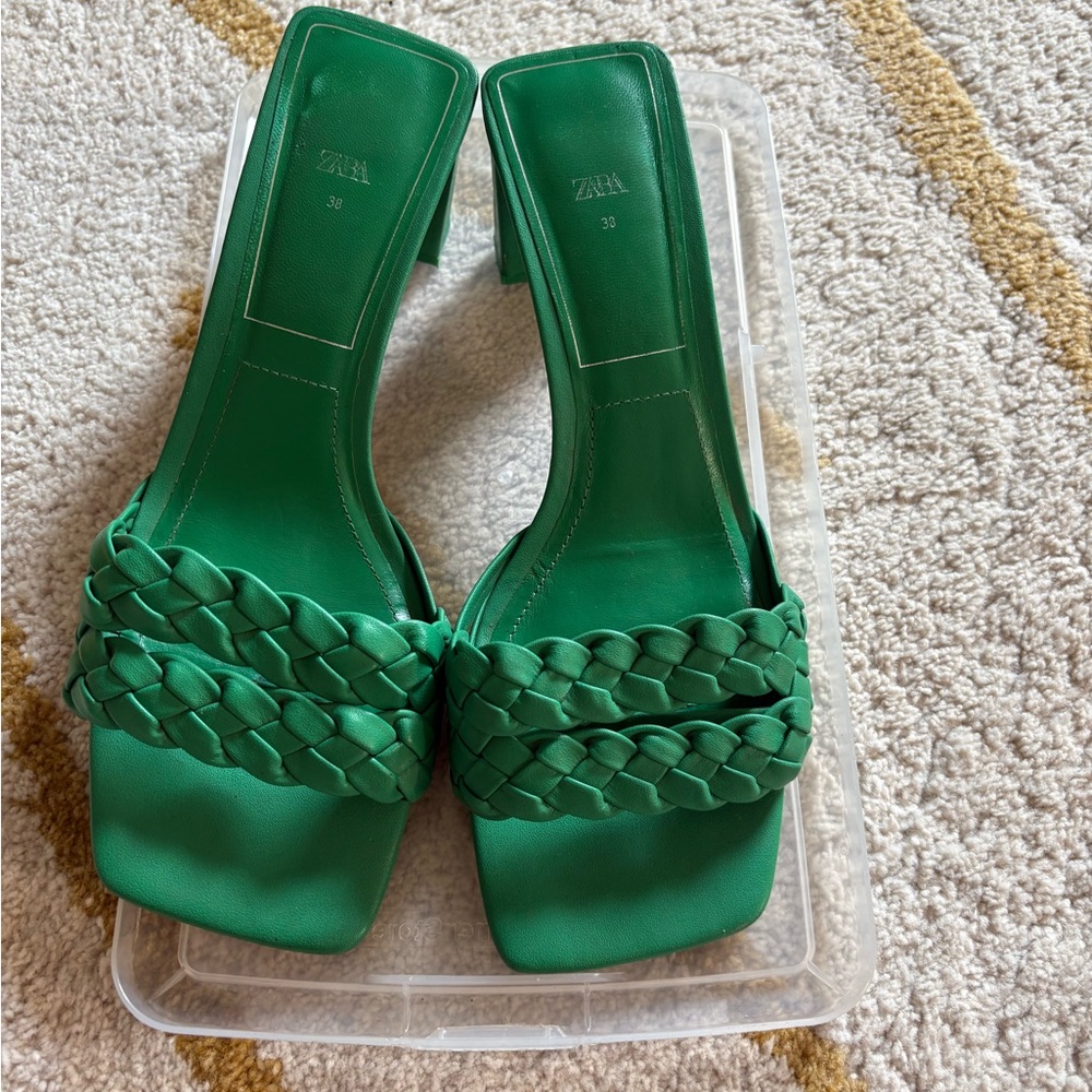 Zara Emerald Braided Sandals for Women